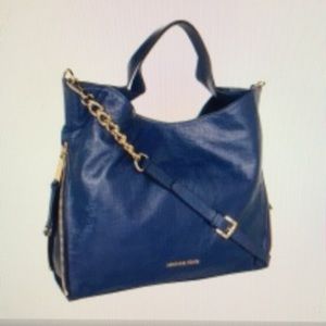 Blue Michael Kors Devon Leather Purse